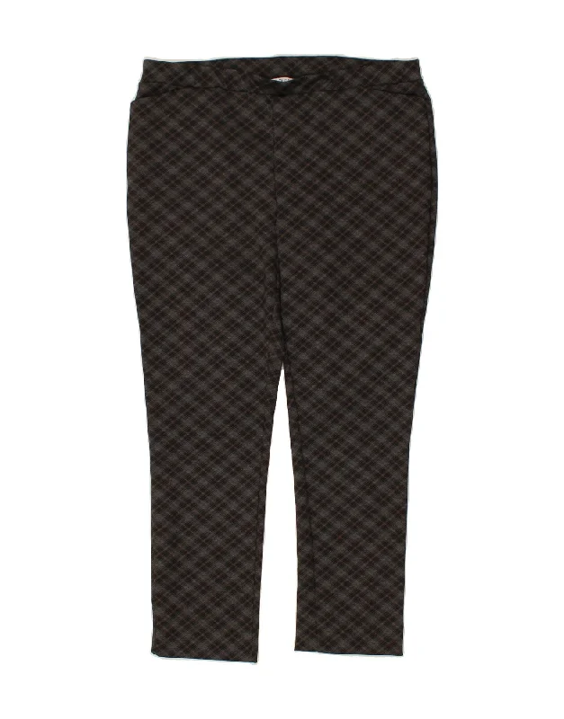 JULES Womens Slim Casual Trousers UK 18 XL W36 L27 Brown Check Cotton Trousers Cargo pockets JULES Womens Slim Casual Trousers UK 18 XL W36 L27 Brown Check Cotton Trousers Cargo pockets