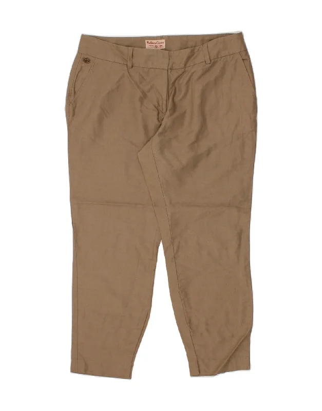 MARLBORO CLASSICS Womens Slim Chino Trousers EU 48 2XL W38 L27 Brown Linen Trousers chic fashionable MARLBORO CLASSICS Womens Slim Chino Trousers EU 48 2XL W38 L27 Brown Linen Trousers chic fashionable