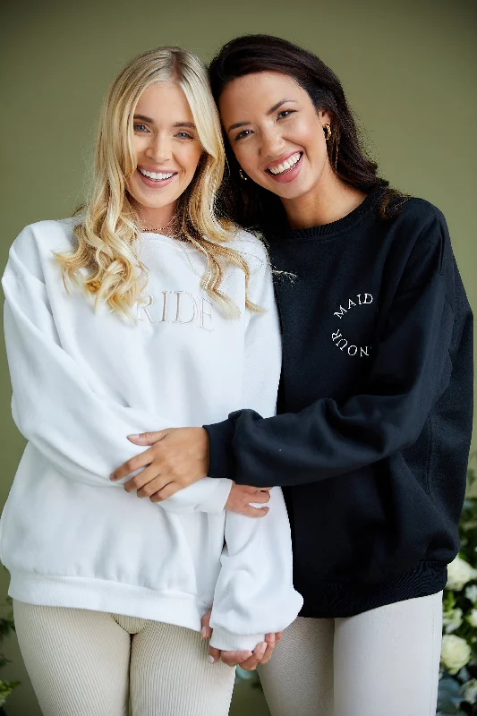 Personalised Bridal Sweatshirt - Black Hoodie with High Neck Warm Protective