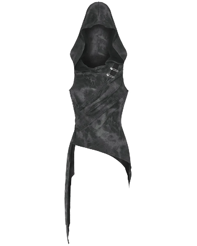 Dark In Love Womens Apocalyptic Wasteland Punk Tie Hooded Tank Top Vest - Black & Grey breathable tank top Dark In Love Womens Apocalyptic Wasteland Punk Tie Hooded Tank Top Vest - Black & Grey breathable tank top