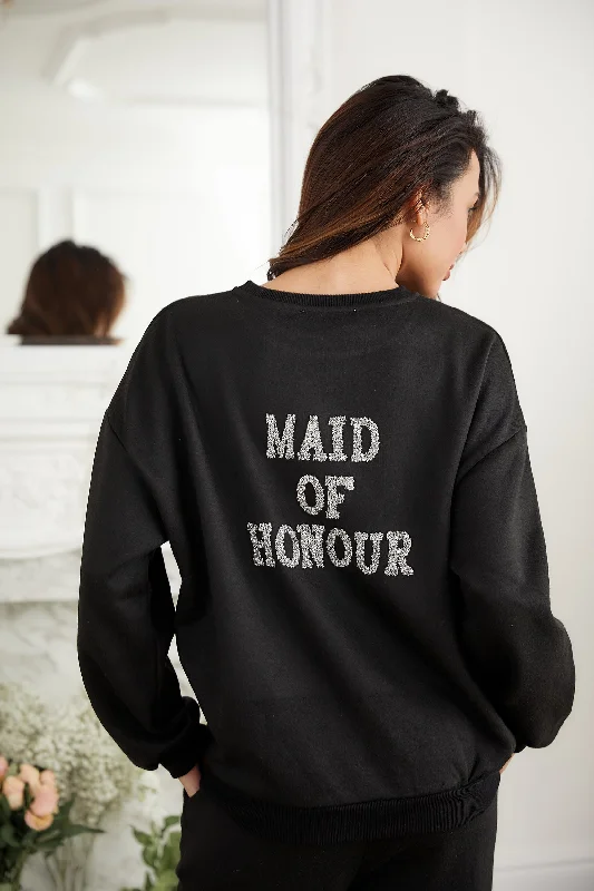 Personalised Bridal Sweatshirt and Jogger Tracksuit With Letter Embellishment - Black Hoodie with Rolled Sleeves Casual Relaxed Personalised Bridal Sweatshirt and Jogger Tracksuit With Letter Embellishment - Black Hoodie with Rolled Sleeves Casual Relaxed