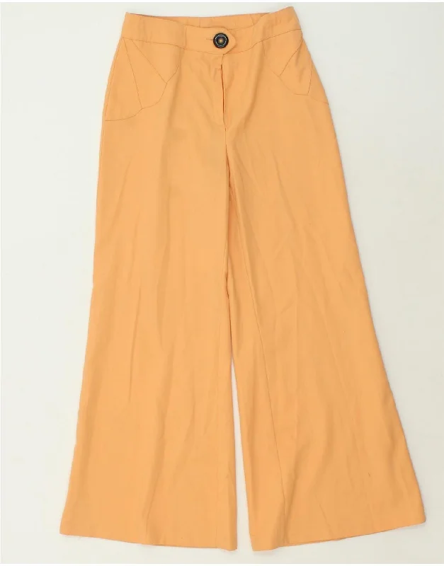 TREVIRA Womens Wide Leg Casual Trousers IT 42 Medium W28 L30 Orange Trousers cozy soft TREVIRA Womens Wide Leg Casual Trousers IT 42 Medium W28 L30 Orange Trousers cozy soft