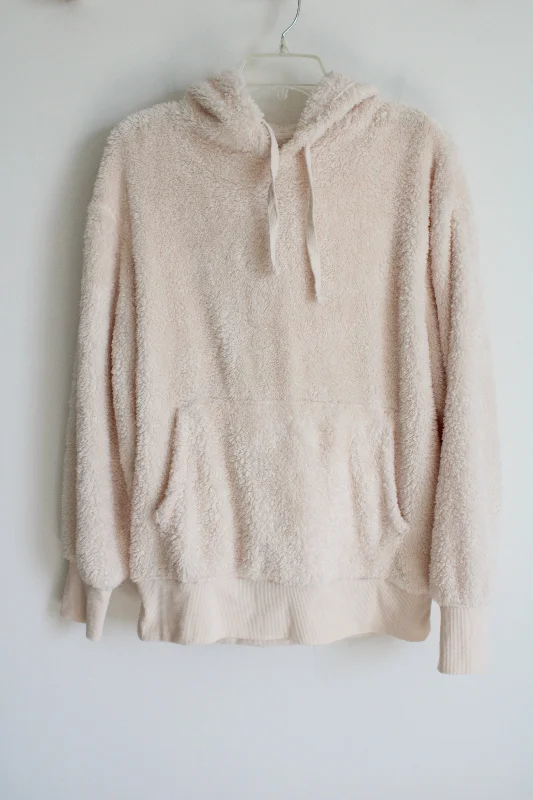 SO Cream Sherpa Hoodie | M Hoodie with Frayed Bohemian Relaxed