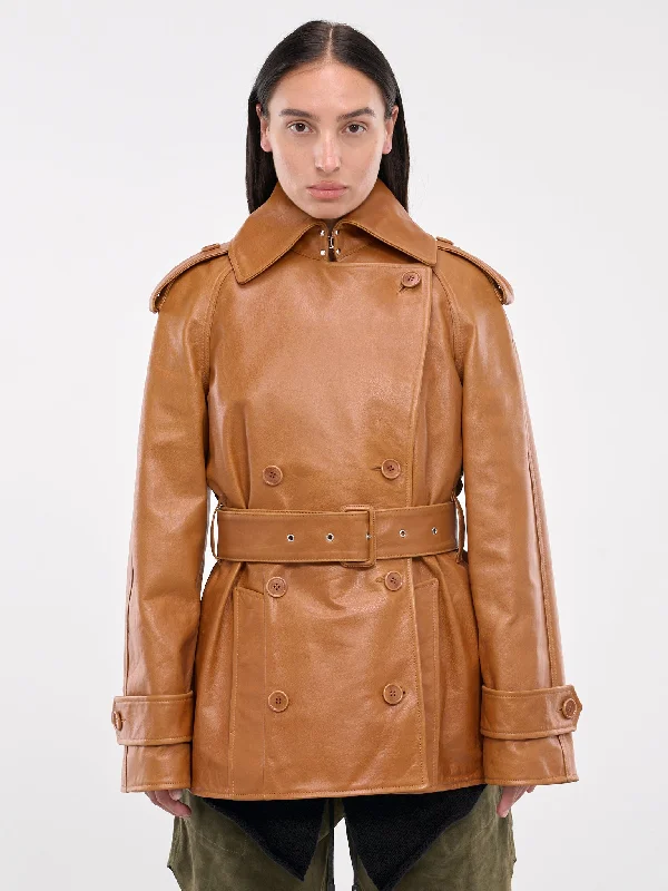 Leather Trench Jacket (LJ0040-LT0097-TAN) Faux Fur Jacket Real Fur Jacket Shearling Jacket Leather Trench Jacket (LJ0040-LT0097-TAN) Faux Fur Jacket Real Fur Jacket Shearling Jacket