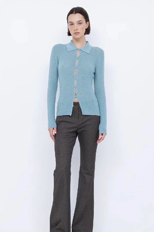 Bec & Bridge Rodeo Keyhole Cardigan - Aqua Jersey Fabric Tulle Fabric Batik Fabric