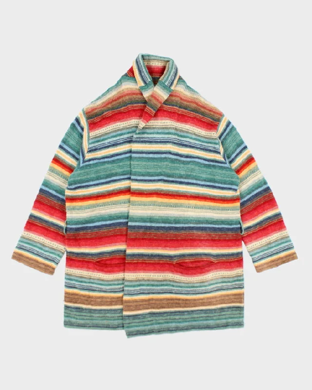 Vintage Ralph Lauren Multi Coloured Striped Knit Cardigan - XXXL Knit Fabric Woven Fabric Fleece Fabric Vintage Ralph Lauren Multi Coloured Striped Knit Cardigan - XXXL Knit Fabric Woven Fabric Fleece Fabric