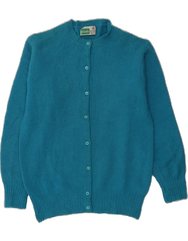 BENETTON Womens Cardigan Sweater UK 14 Medium Blue Virgin Wool Denim Fabric Leather Fabric Suede Fabric BENETTON Womens Cardigan Sweater UK 14 Medium Blue Virgin Wool Denim Fabric Leather Fabric Suede Fabric