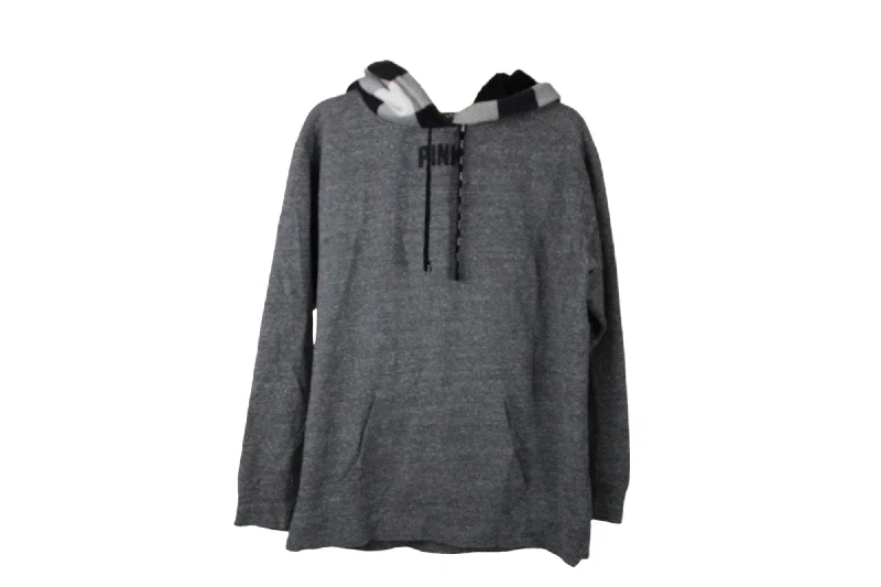 PINK Gray Heathered Hoodie | M Hoodie with Sequins Glamorous Eye-catching