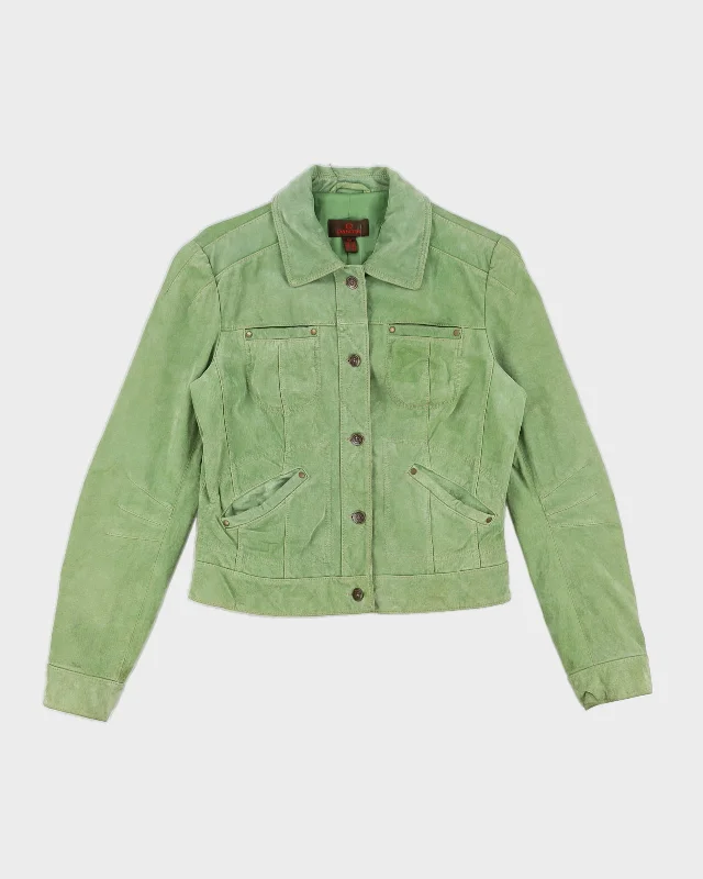 Vintage 90s Danier Women's Green Suede Jacket - S/M Striped Jacket Polka Dot Jacket Floral Jacket Vintage 90s Danier Women's Green Suede Jacket - S/M Striped Jacket Polka Dot Jacket Floral Jacket