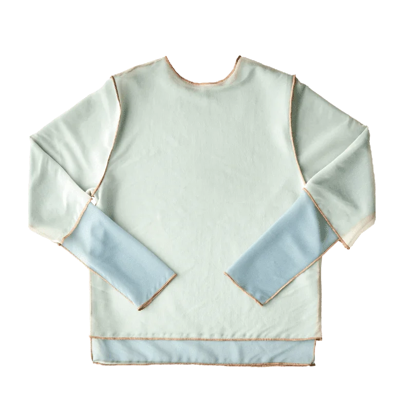 Crew Neck Pullover / Blue×Green Blouson Sleeve Pullover