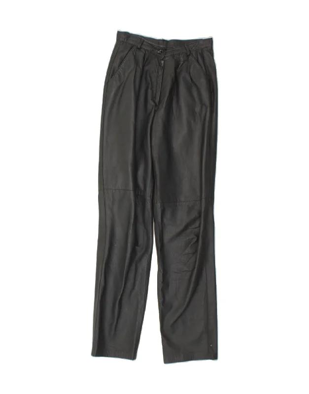 VINTAGE Womens Straight Chino Trousers EU 42 Large W34 L30 Grey Leather Trousers Silk Elegant VINTAGE Womens Straight Chino Trousers EU 42 Large W34 L30 Grey Leather Trousers Silk Elegant