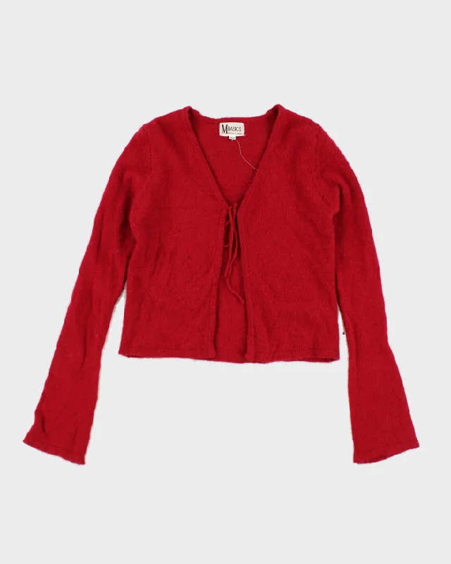 Vintage M Basics Wool Cardigan - M Open Front Closed Front Wrap Front