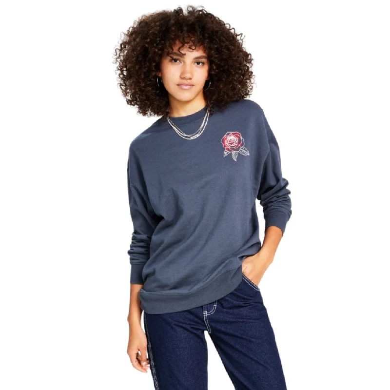 REBELLIOUS ONE - Rose Graphic Sweatshirt Cotton Hoodie Fleece Lining Warmth