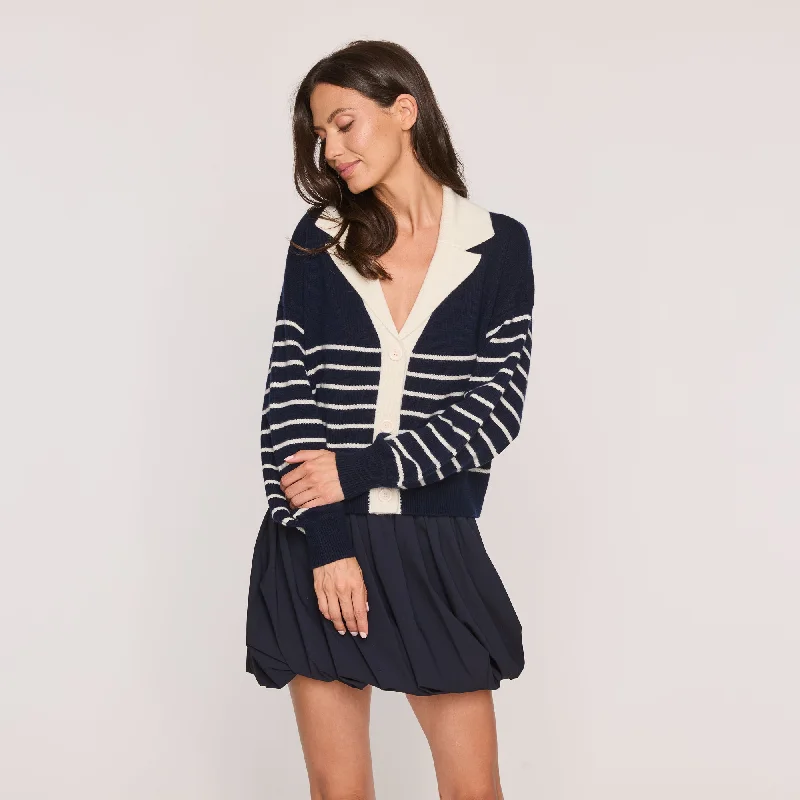 Stripe Polo Cardigans Machine Wash Dry Clean Hand Wash