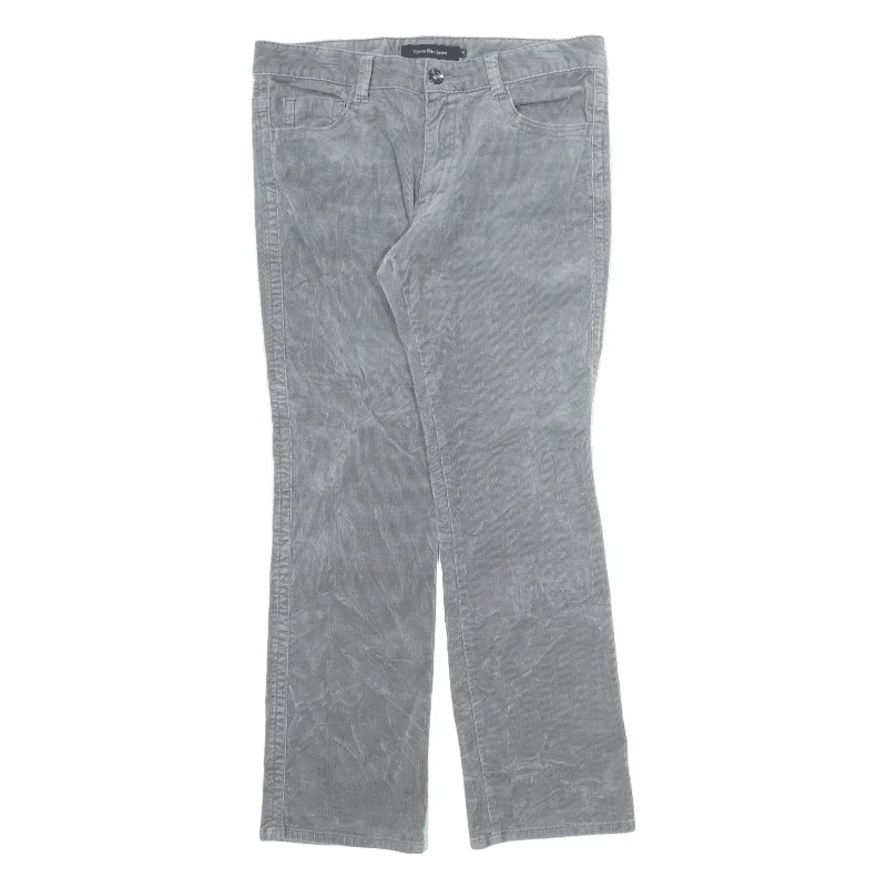 CALVIN KLEIN Corduroy Trousers Grey Regular Straight Womens W34 L32 Trousers Handmade Artisanal CALVIN KLEIN Corduroy Trousers Grey Regular Straight Womens W34 L32 Trousers Handmade Artisanal