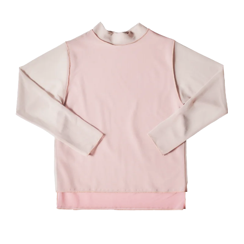 High Neck Pullover / Pink×Darkbeige Long Bell Sleeve