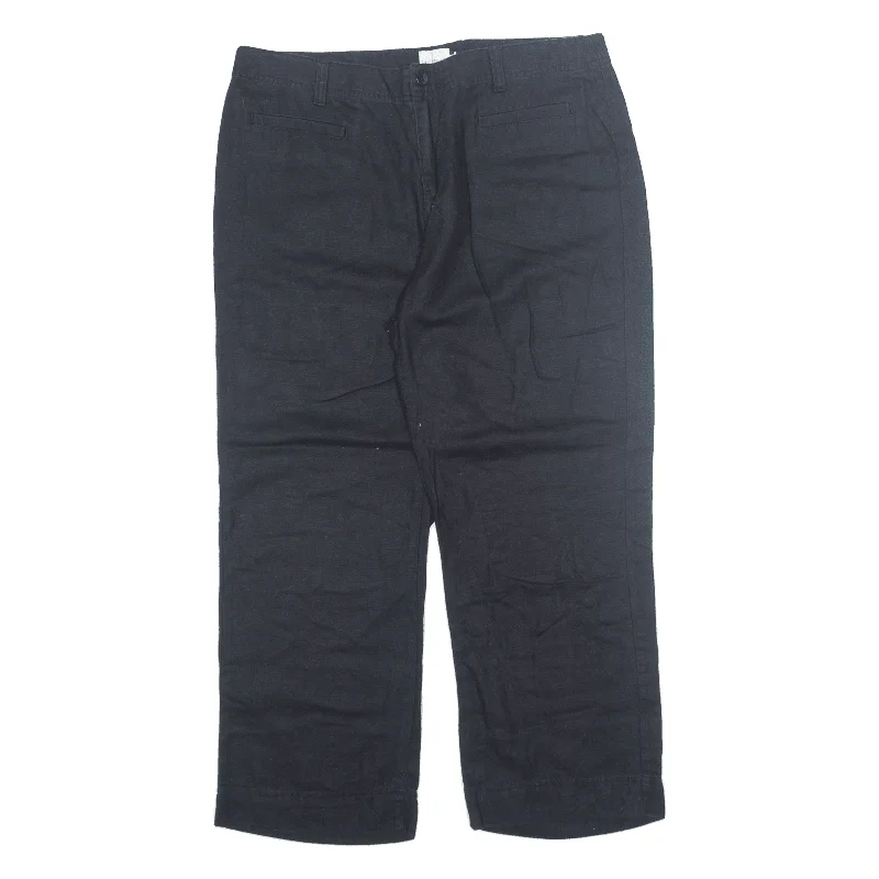 CALVIN KLEIN Linen Blend Trousers Black Regular Straight Womens W34 L25 Trousers Low Rise Relaxed CALVIN KLEIN Linen Blend Trousers Black Regular Straight Womens W34 L25 Trousers Low Rise Relaxed
