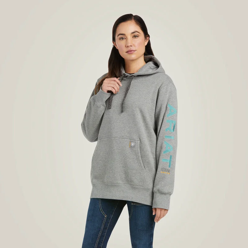 Women's Ariat Grey Rebar Graphic Hoodie Hoodie with Distressed Vintage Worn