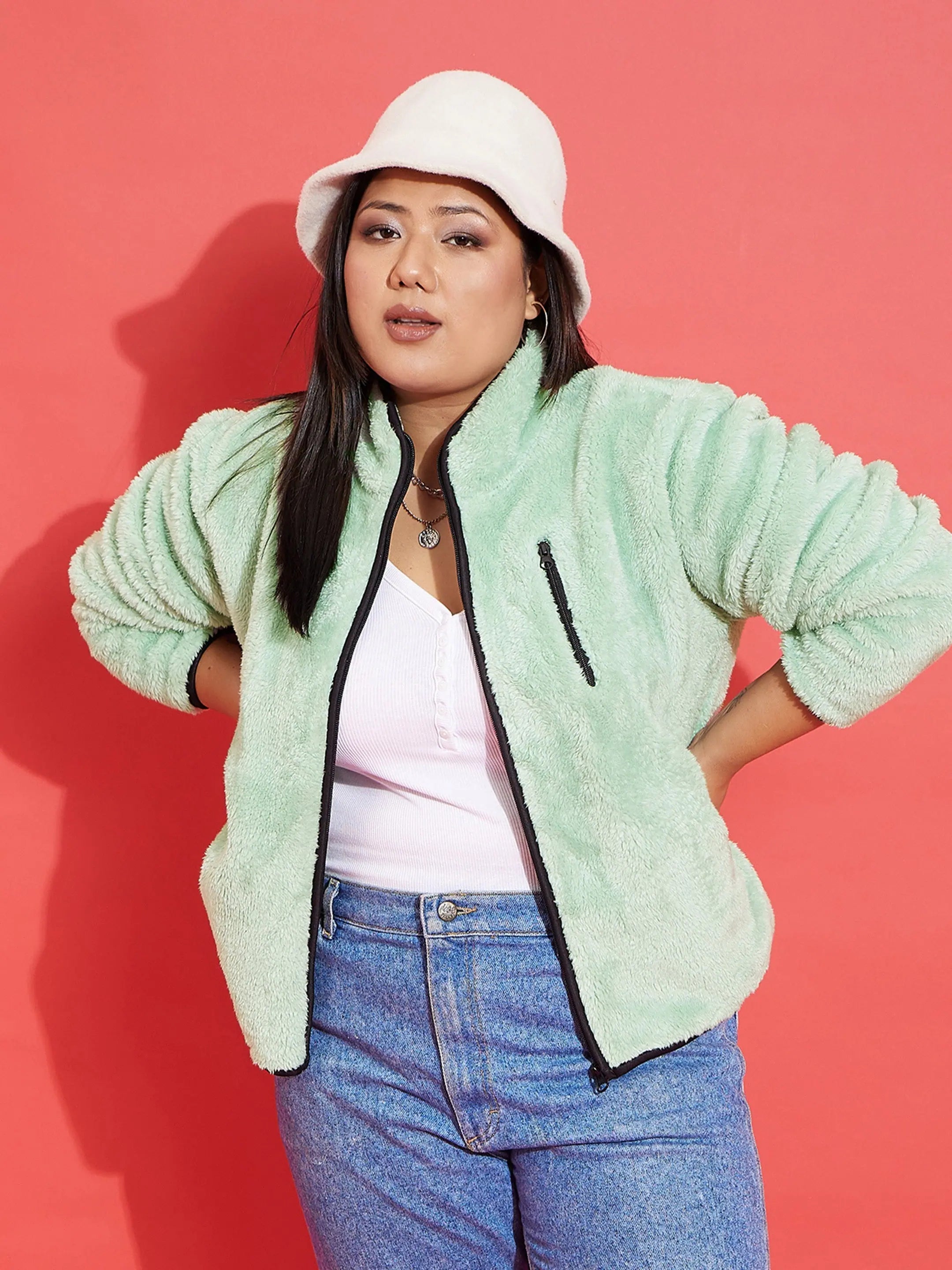 Women Solid Standard Green High Neck Full Sleeve Jacket Mesh Jacket Canvas Jacket Denim Jacket Women Solid Standard Green High Neck Full Sleeve Jacket Mesh Jacket Canvas Jacket Denim Jacket