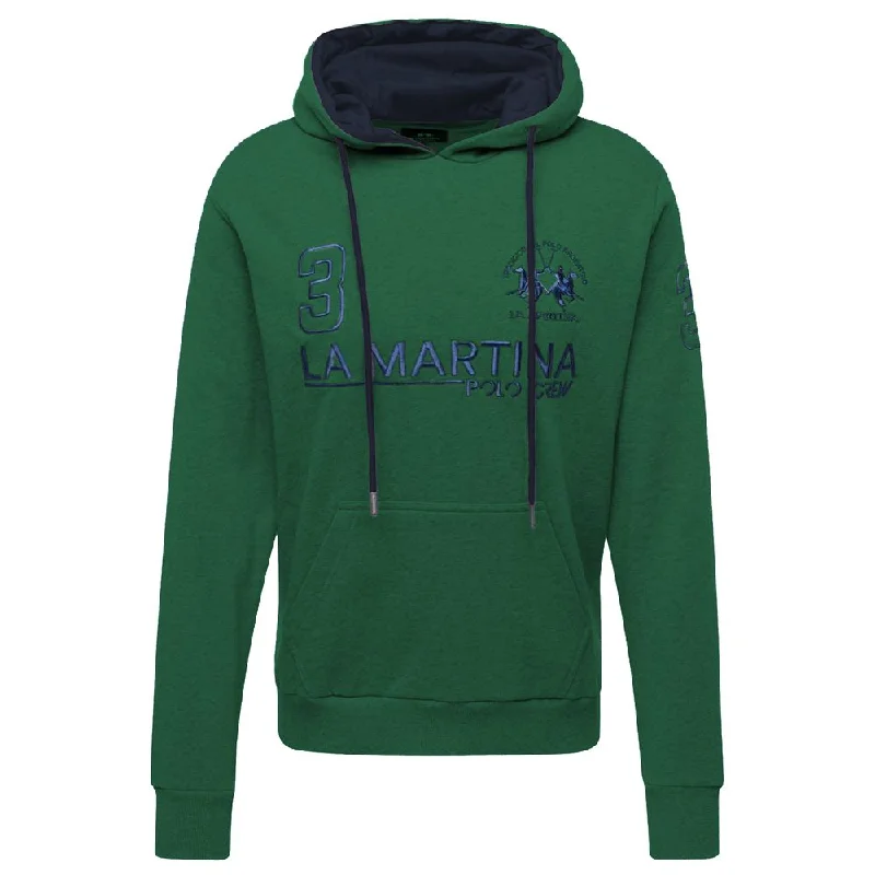 Elegant Green Hooded Cotton Sweatshirt Hoodie with Turtle Neck Cozy Winter