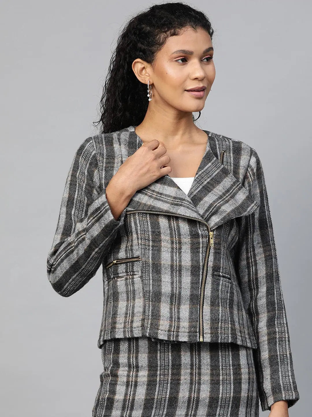 Women Printed Grey Full Sleeve Jacket Chenille Jacket Brocade Jacket Lace Jacket