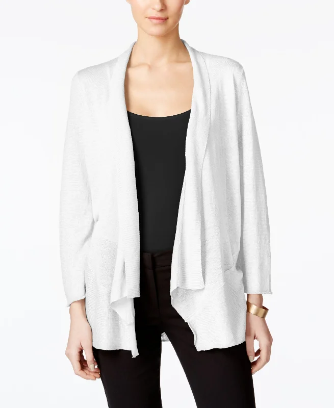 Alfani Draped Cardigan Denim Fabric Leather Fabric Suede Fabric