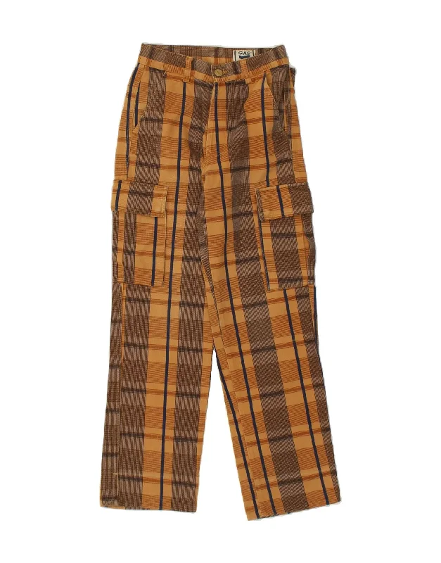GAS Womens Straight Cargo Trousers W26 L30 Brown Check Cotton Trousers Business Professional GAS Womens Straight Cargo Trousers W26 L30 Brown Check Cotton Trousers Business Professional