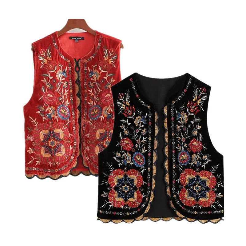Ethnic Style Sequined Embroidery Boho Vest Jacket Corduroy Jacket Velvet Jacket Brocade Jacket Ethnic Style Sequined Embroidery Boho Vest Jacket Corduroy Jacket Velvet Jacket Brocade Jacket