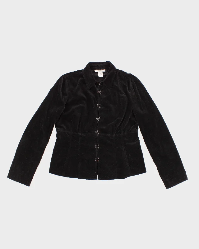 Womens Black Velvet Hook and Eye Closure Jacket - M Plaid Jacket Tartan Jacket Houndstooth Jacket Womens Black Velvet Hook and Eye Closure Jacket - M Plaid Jacket Tartan Jacket Houndstooth Jacket