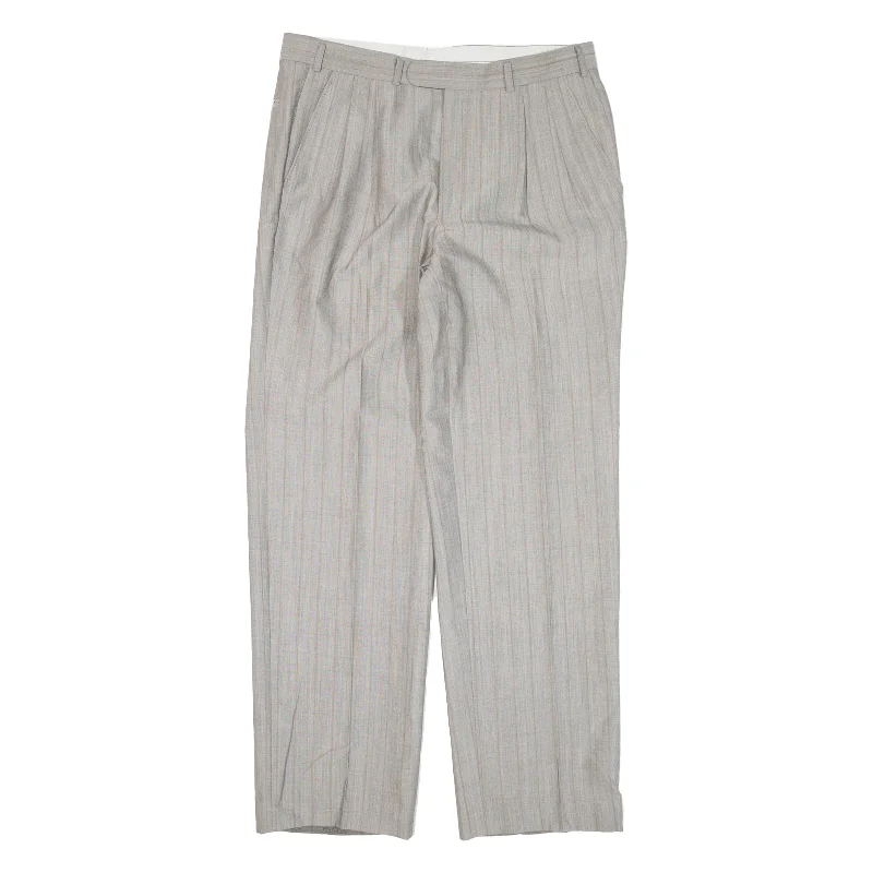 RITEX Striped Womens Trousers Grey Loose Straight Wool W32 L30 Trousers Yoga Stretchy RITEX Striped Womens Trousers Grey Loose Straight Wool W32 L30 Trousers Yoga Stretchy