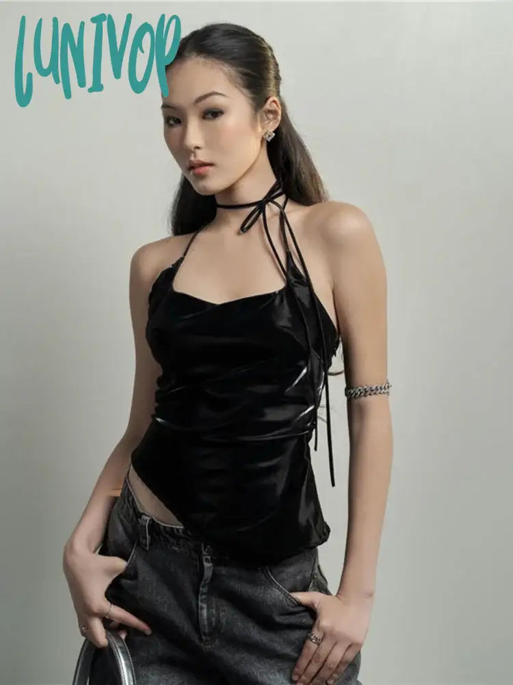 Lunivop Summer Streetwear Solid Slim Fashion Tank Tops Women Halter Fairy Sexy Backless Cropped Top Irregular Aesthetic Pleated Tanks fitted tank top Lunivop Summer Streetwear Solid Slim Fashion Tank Tops Women Halter Fairy Sexy Backless Cropped Top Irregular Aesthetic Pleated Tanks fitted tank top