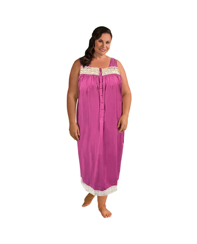 On The Plus Side Ultra Soft Lace Trim Sleeveless Plus Size Tank Nightgown stretchy tank top On The Plus Side Ultra Soft Lace Trim Sleeveless Plus Size Tank Nightgown stretchy tank top
