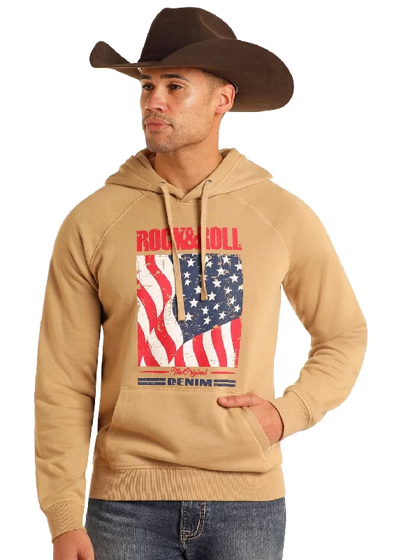 Rock & Roll USA Flag Graphic Hoodie Hoodie with Stripes Bold Sporty