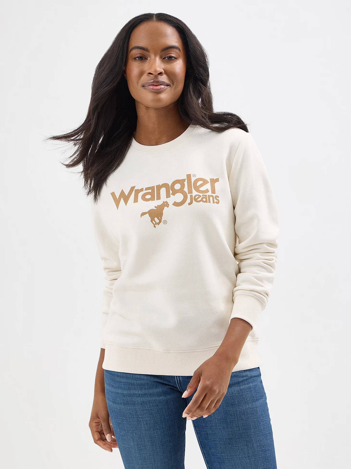 Women's Wrangler Jeans Crew Sweatshirt Hoodie with Earth Tones Natural Calm