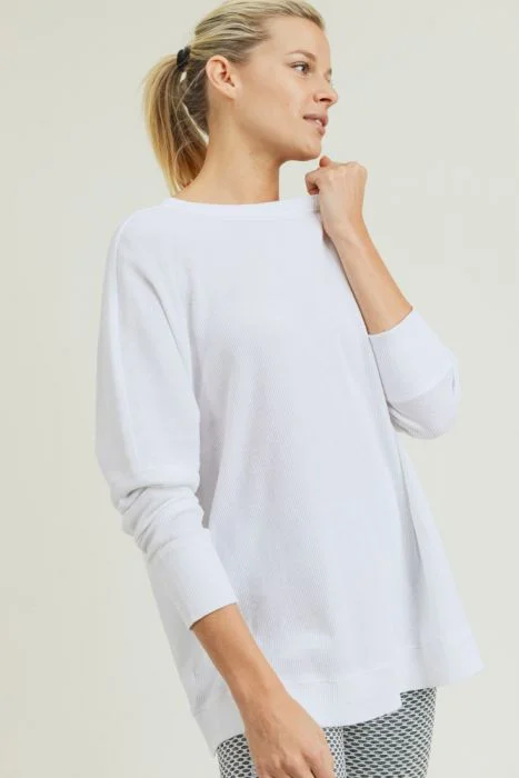 Waffle Ribbed Pullover High Neck Pullover
