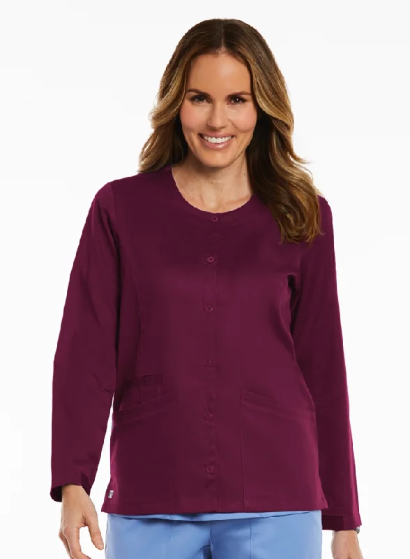 Round Neck Snap Jacket by Maevn XS-3XL / WINE Ribbed Jacket Pleated Jacket Ruffled Jacket Round Neck Snap Jacket by Maevn XS-3XL / WINE Ribbed Jacket Pleated Jacket Ruffled Jacket