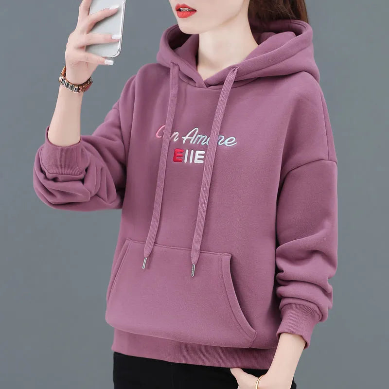 2023 New In Hoodies & Sweatshirts Hooded Autumn Winter Fleece Thick Warm Pullover Cheap Women's Sweatshirts And Free Shipping Hoodie with Pocket Utility Practical 2023 New In Hoodies & Sweatshirts Hooded Autumn Winter Fleece Thick Warm Pullover Cheap Women's Sweatshirts And Free Shipping Hoodie with Pocket Utility Practical