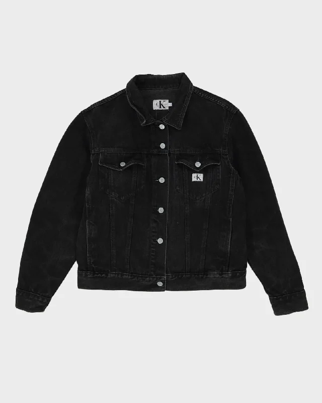 Vintage 90s Calvin Klein Black Denim Jacket - L Embroidered Jacket Appliqued Jacket Beaded Jacket Vintage 90s Calvin Klein Black Denim Jacket - L Embroidered Jacket Appliqued Jacket Beaded Jacket