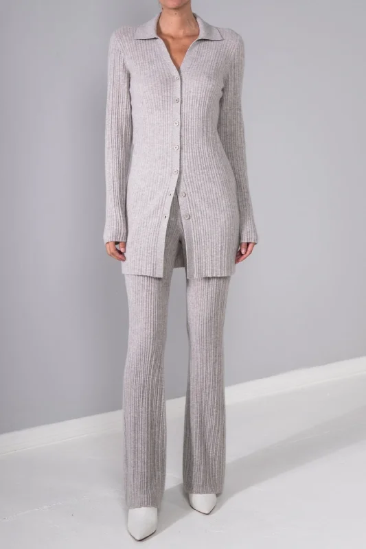 RIB LONG POLO CARDIGAN Welt Pockets Slit Pockets Flap Pockets