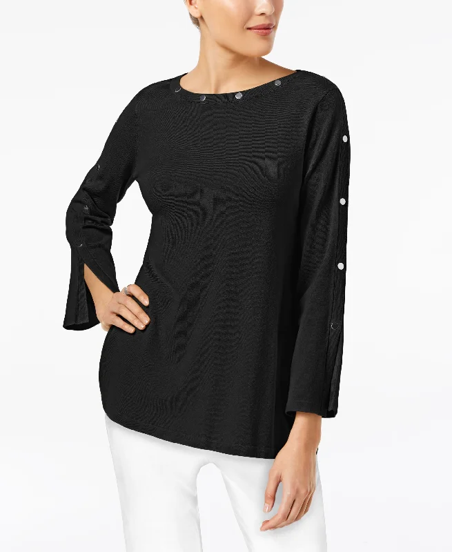 Alfani Embellished Pullover Sweater Long Sleeve Pullover