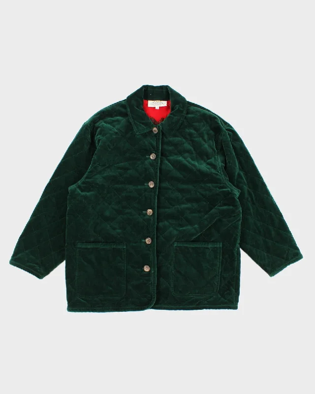 Womens Green Quilted Velvet Gardening Jacket - L Herringbone Jacket Checkered Jacket Solid Jacket Womens Green Quilted Velvet Gardening Jacket - L Herringbone Jacket Checkered Jacket Solid Jacket