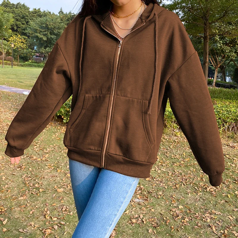 Brown Y2K Aesthetic Hoodies Women Zip Up Sweatshirt Hooded Hoodie with High-Low Hem Asymmetrical Trendy Brown Y2K Aesthetic Hoodies Women Zip Up Sweatshirt Hooded Hoodie with High-Low Hem Asymmetrical Trendy