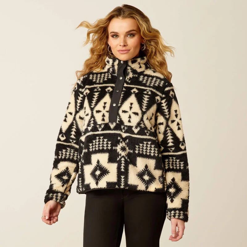 Women's Ariat Berber Snap Front Sweatshirt Hoodie with Applique Textured Unique