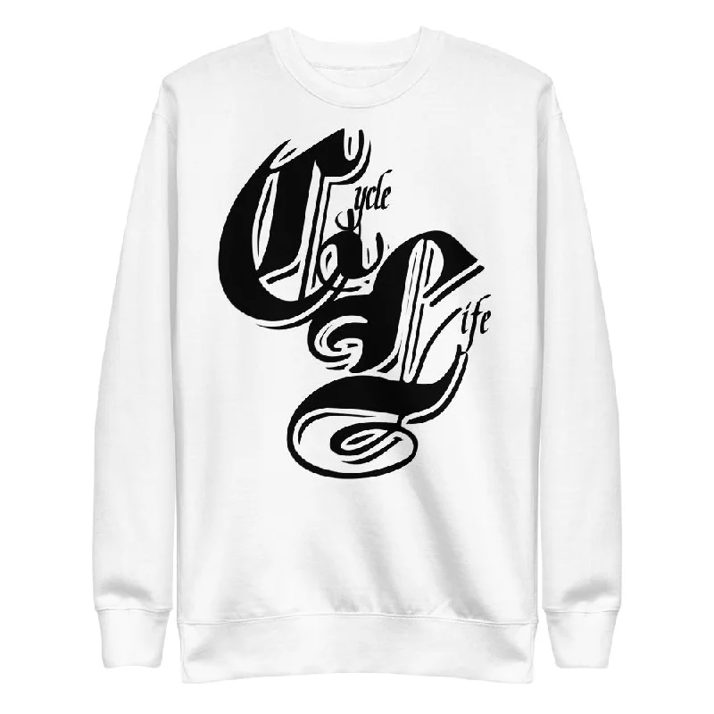 Cycle Life Initial White | unisex fleece pullover Short Puff Sleeve