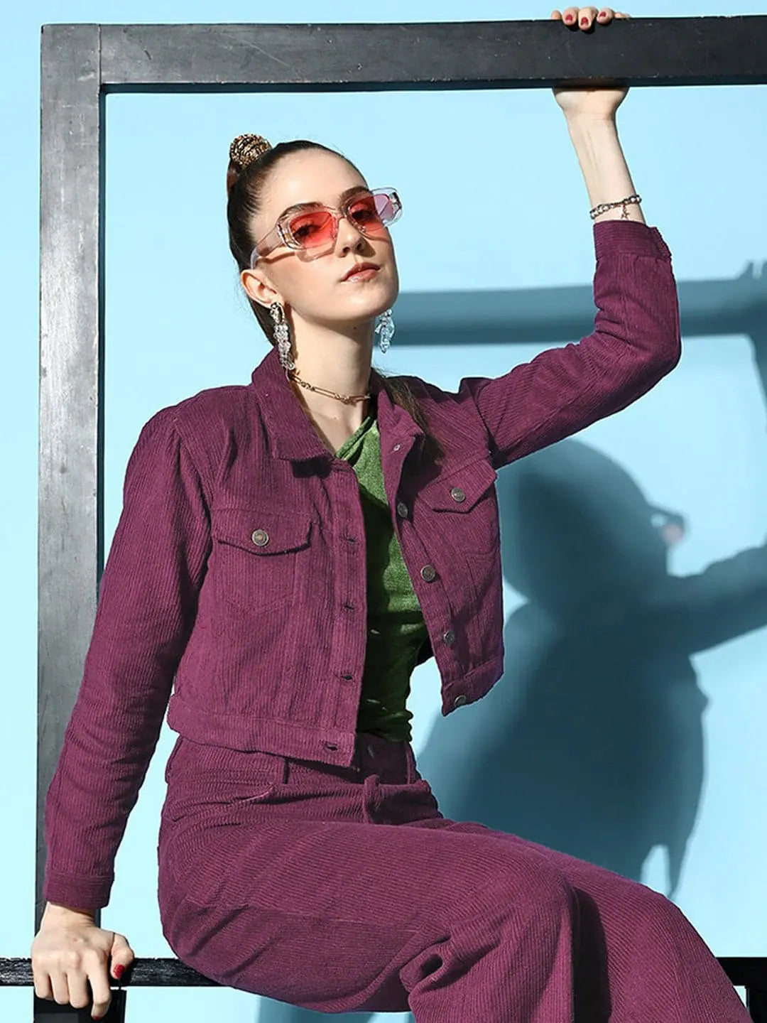 Women Solid Purple Full Sleeve Jacket Belted Jacket Elasticated Jacket Padded Jacket Women Solid Purple Full Sleeve Jacket Belted Jacket Elasticated Jacket Padded Jacket