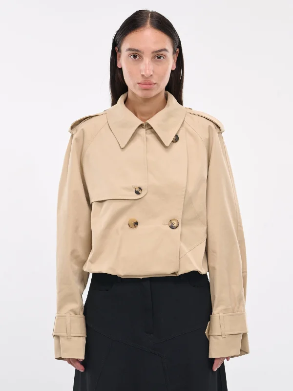 Cropped Trench Coat Jacket (JK0341-PG1651-LIGHT-BEIGE) Fleece Jacket Down Jacket Feather Jacket Cropped Trench Coat Jacket (JK0341-PG1651-LIGHT-BEIGE) Fleece Jacket Down Jacket Feather Jacket