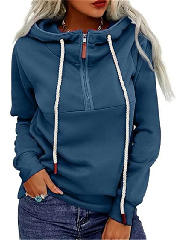 Women's Front Zipper And Fleece Hooded Sweatshirt Oversized Hoodie Comfort Casual
