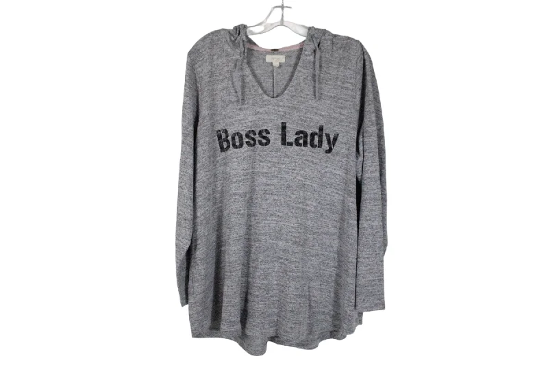 Cupio Gray Boss Lady Hoodie | 1X Hoodie with Zipper Versatile Modern