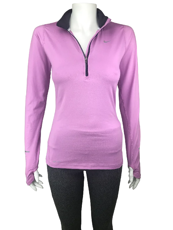 Nike, Women's Dri-Fit Zip-Neck Pullover, Lilac, Size XS Halter Neck Top