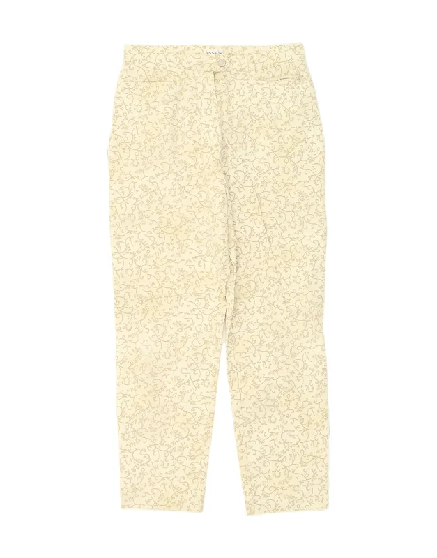 VINTAGE Womens Straight Casual Trousers IT 42 Medium W32 L29 Beige Trousers Summer Linen VINTAGE Womens Straight Casual Trousers IT 42 Medium W32 L29 Beige Trousers Summer Linen